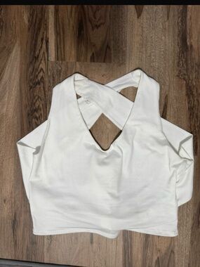 Le Lis White Cross-Back Crop Tank
